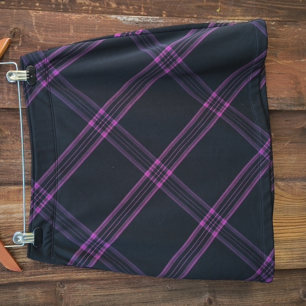 ATHLETA Athleisure Plaid Pull On Fleece Skirt Size M Tall